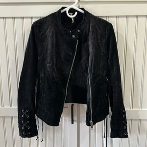 Free People Black Velvet Bomber Jacket size XS